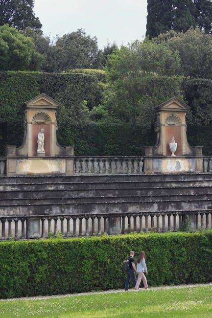 Boboli Gardens statues pathway afternoon