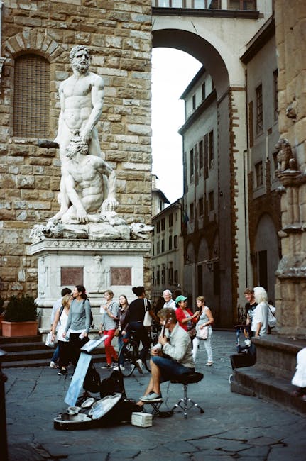 Piazza della Signoria sculptures afternoon light