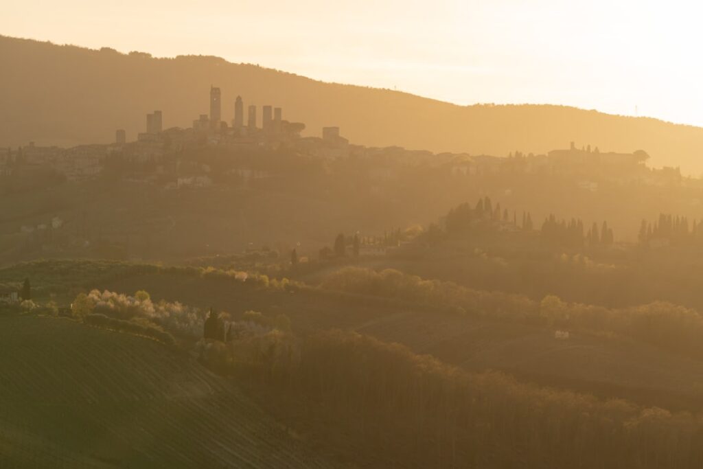 San Gimignano towers sunset