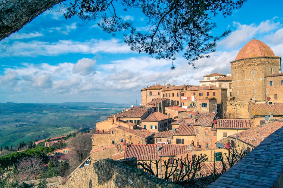 Volterra sunset panoramic view hills